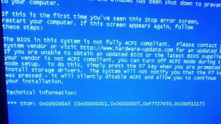 Как убрать синий экран смерти с кодом ошибки 0*000000A5