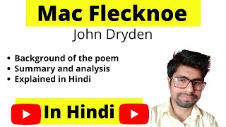 Mac Flecknoe by John Dryden summary in Hindi | Explanation | Thinking Literature | UGC-NET