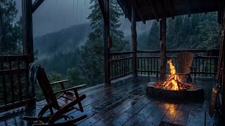 🌧️ Cozy Porch: Fireplace Crackle, Rain Sounds, and Scenic Window Views for Relaxation and Sleep😴