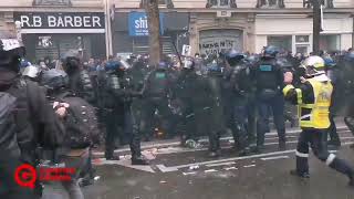 NOW - Severe clashes in Paris, police hit by firebombs