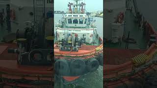 Tug boat lands cruise in Bay