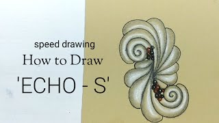 How to draw Tangle pattern 'ECHO - S' (speed drawing) zentangle/젠탱글