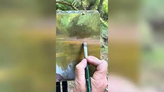 Plein air painting with acrylics on the Uwharrie River