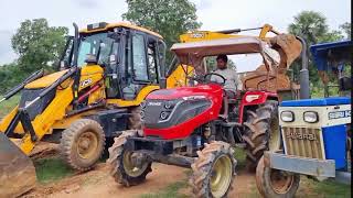 Mahindra 585 Di Tractor and Jcb 3dx Working in a Village | Jcb Loading Video Part 1