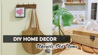 [DIY] Easy & Affordable Rattan Tissue Box + Vintage Coat Hook • Old Items Look New✨