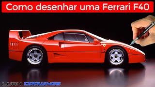 🔴 Como desenhar uma Ferrari F40 (Narrado passo a passo)