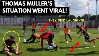 Thomas Muller's team-mates couldn't stop laughing at him! HILARIOUS!