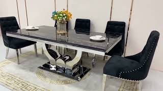 U-Shaped Marble Dining Table & 8 Chairs #furniture #diningtable #luxury #design #australia