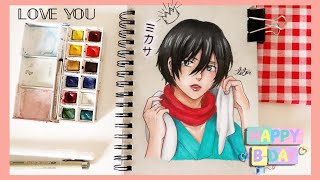 Mikasa drawing 💖 || MY HBD 🎂🎉