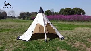 TOMOUNT Tipi Zelt Firstzelt 4 Person Pyramidenzelt 3000mm Wasserdicht für Outdoor, Camping, Wandern