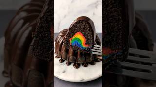 Chocolate Rainbow Cake. Pretty, delicious, and worth the dishes 😊 #chocolate #cake #pridemonth