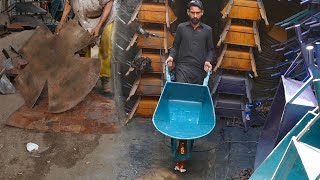 Reuse Old Iron Sheet to Make Wheelbarrow