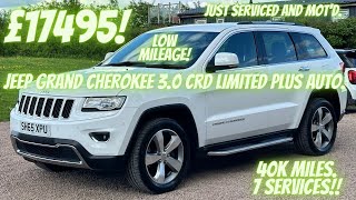 Low Mileage! Jeep Grand Cherokee 3.0 V6 CRD Limited Plus Auto Euro 6! 40k miles! 7 Services!