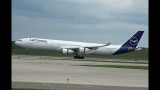 Lufthansa A340-300 landing, DTW