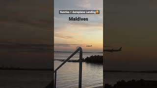 Sunrise + 🛬 Landing 😍 #sunrise #maldives #youtubeshorts