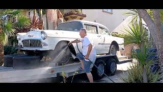 The '55 Chevy Historical Gasser Gets First Wash in 6 years and Moved to Its New Home