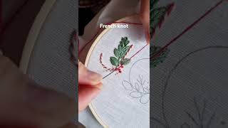 French knot Christmas embroidery #embroidery #handembroidery #handmade #stitch #art #christmas