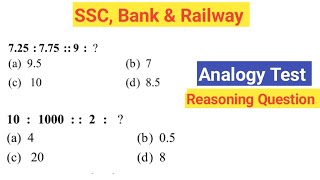 SSC, Bank and Railway Previous Year Question | Reasoning Question | Analogy Test | Part-3