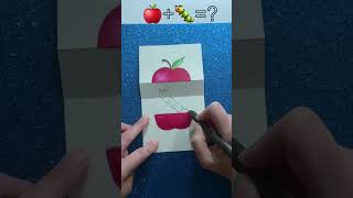 🍎+🐛=? Emoji Drawing Card #emoji #drawing #apple #viral