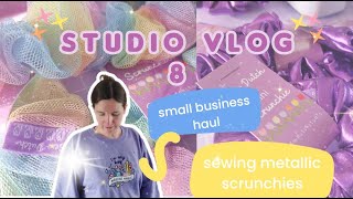 STUDIO VLOG 🌷 8 | small business haul, packing orders, unpacking hair claws, metallic scrunchies