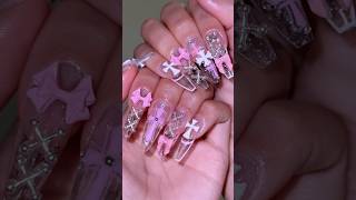 chrome hearts nails 💓 #nails #chromehearts #nailtutorial #pressonnails #pinknails