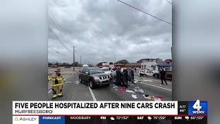 5 injured after 9-vehicle crash in Murfreesboro