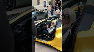 Happy beautiful blonde getting out her Ferrari at Casino #billionaire #monaco #luxury #lifestyle#fyp