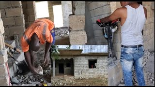 BUILDING MY DREAM HOUSE IN JAMAICA 🇯🇲. unwanted visitor. leveling the rooms.