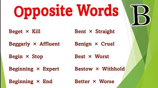 Important Antonyms (B) For Competitive Exams | SSC GD | CGL | CHSL | Opposite Words | RRB | SBI |