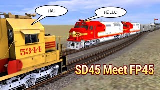 SD45 (Freight) meet FP45 (El Capitan) || Trainz Simulator