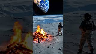 🔥Camp fire on the moon with astronaut #shorts