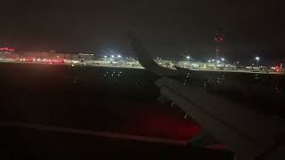 Night time landing at London Heathrow Airport (LHR) British Airways flight BA1403 Airbus A321 Neo