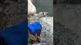 Man sacrifices 5000lbs rock to the river#wildlife #training #nature