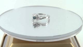 6 00CMR12235BUW - 1/5 cttw Blue & White Diamond Swirl Promise Ring in 10k White Gold