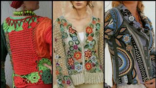 Very Beautiful & demanding floral & colourful crochet / knitted jackets / sweaters pattern designs