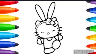 Cute Hello Kitty with Bow Drawing For Kids and Toddlers_Kids drawing