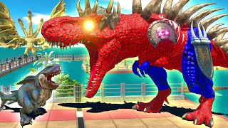 Spiderman T-Rex Evolution vs Brachiosaurus Dinosaurs Fighting in Animal Revolt Battle Simulator