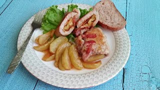 Очень вкусные отбивные из свинины с яблоками.