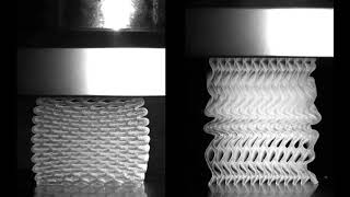 Uniaxial compression on sinusoidal cellulars show two different deformation modes