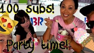 Celebrating achieving 100 subscribers by eating ice cream