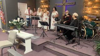 Pastor Jeff and his sister plus cousins singing and testifying.