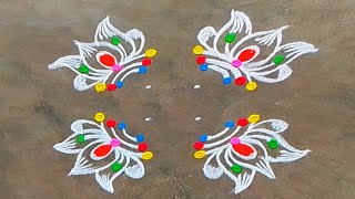 4x4 dots simple lotus rangoli designs|daily rangoli|Friday rangoli|small muggulu|easy kolam