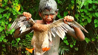 Oh My GOD!! Hungry Boy Catch A Big Wild Duck in Forest to Make it BBQ FRY!!!