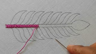 Leaf Design with hand embroidery// Leaf Embroidery Designs// Embroidery Stitch designs