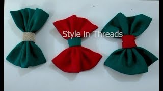 Making  a bow with fabric (  for beginners )