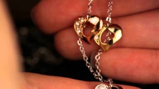 Three-Tone Heart Pendants Necklace