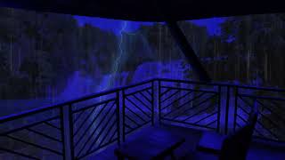 Heavy Rain with Thunderstorm outside the Cozy Bedroom in Foggy ForestRain Sound for Sleep,Relaxation