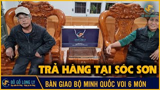 Bàn Giao: Bộ bàn ghế Minh Quốc Voi 6 món - Gỗ Hương Đá | Đồ Gỗ Long Ly