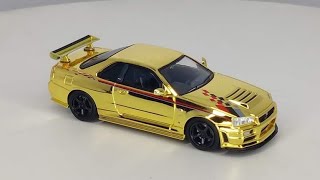 Inno64 NissaN Skyline GT-R R34 Nismo R-Tune// Gold chrome // Hobby expo China 2023