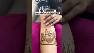 When Your Bridal Mehndi Client Requests A Castle! #henna #mehndi #hogwarts